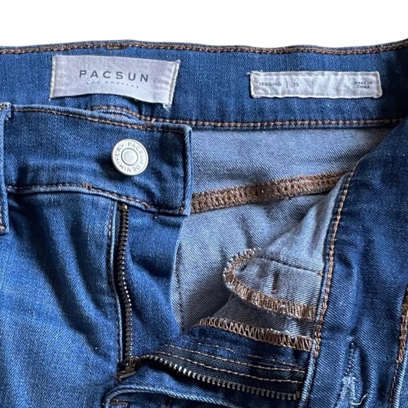 PACSUN Los Angeles Distressed Denim Jeggings Size 25 Fading Button Zip Fly - Picture 5 of 12